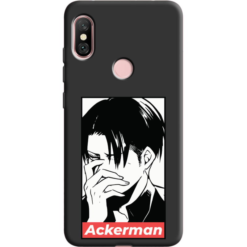 Черный чехол Uprint Xiaomi Redmi Note 6 Pro Attack On Titan - Ackerman