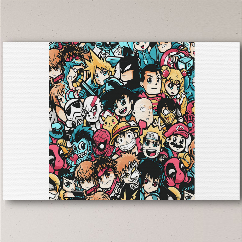 Печать на холсте 60 на 40 сантиметров Anime Stickers