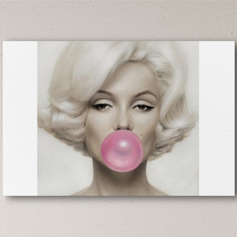 Печать на холсте 60 на 40 сантиметров Marilyn Monroe Bubble Gum