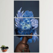 Модульные картины горизонтальные  60 на 40 3шт Exquisite Blue Flowers