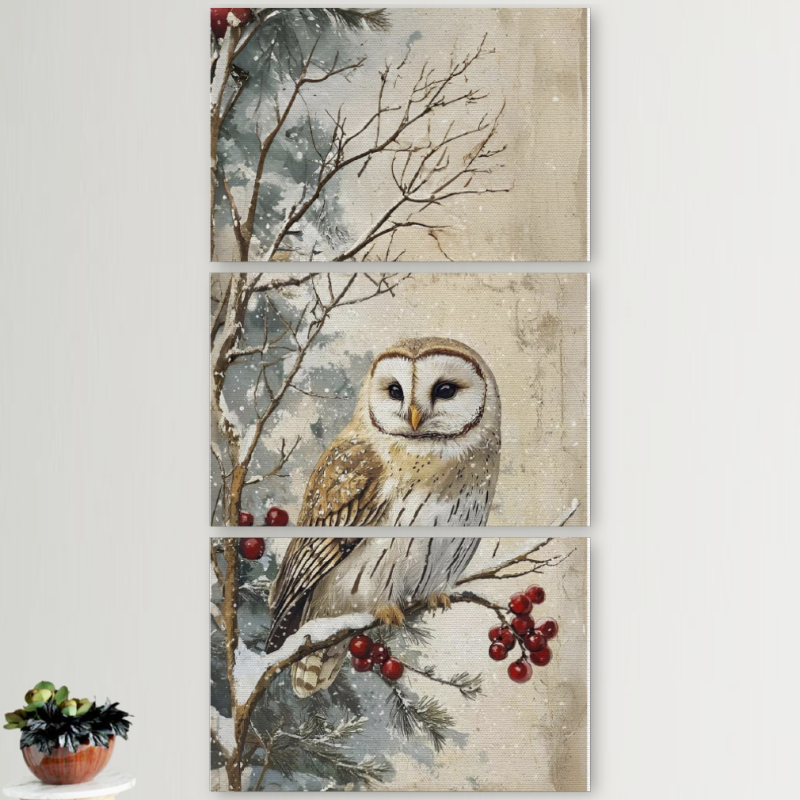 Модульные картины горизонтальные  60 на 40 3шт Christmas Owl