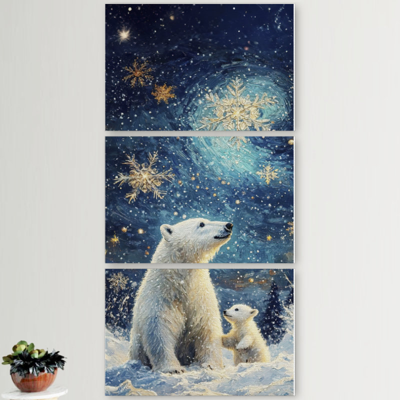 Модульные картины горизонтальные  60 на 40 3шт Північні ведмеді