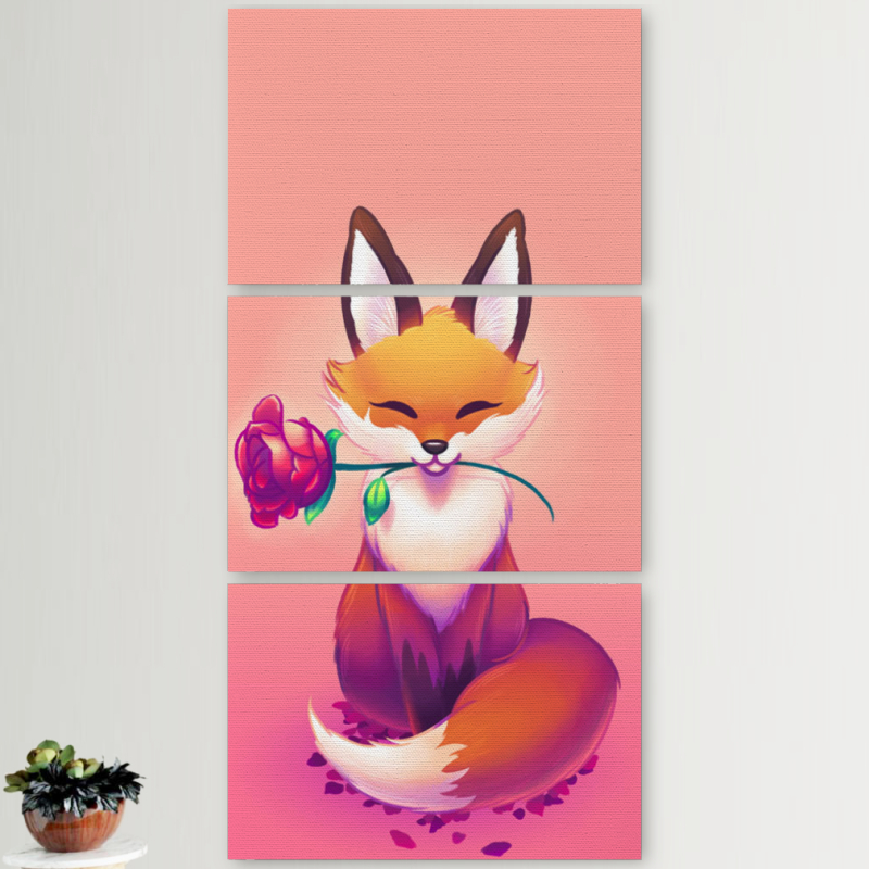 Модульные картины горизонтальные  60 на 40 3шт Cutie Fox