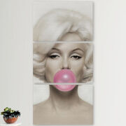 Модульные картины горизонтальные  60 на 40 3шт Marilyn Monroe Bubble Gum