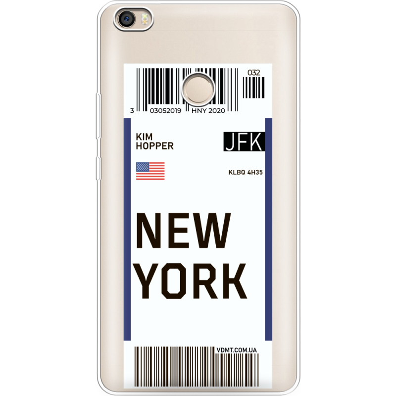 Прозрачный чехол Uprint Xiaomi Mi Max 2 Ticket New York