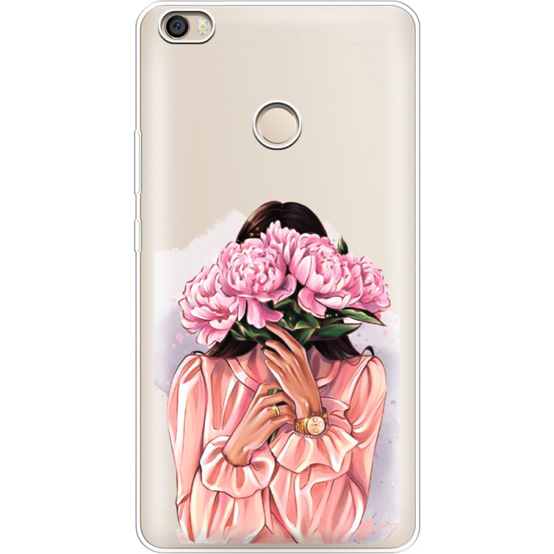 Прозрачный чехол Uprint Xiaomi Mi Max 2 Девушка с Пионами