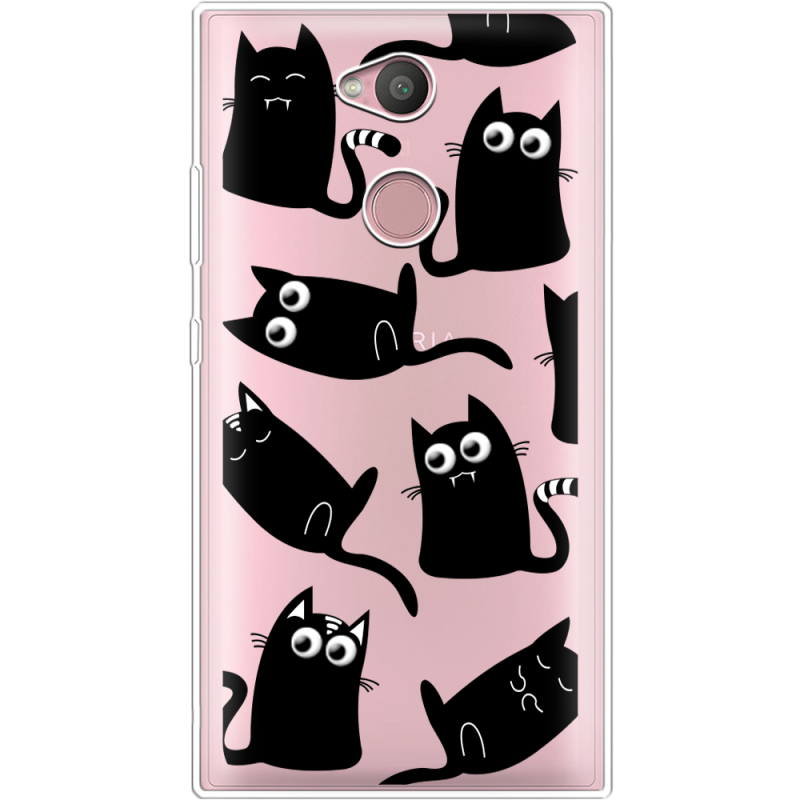 Прозрачный чехол Uprint Sony Xperia L2 H4311  с 3D-глазками Black Kitty