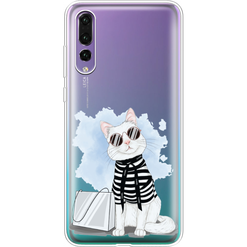 Прозрачный чехол Uprint Huawei P20 Pro Cat Style