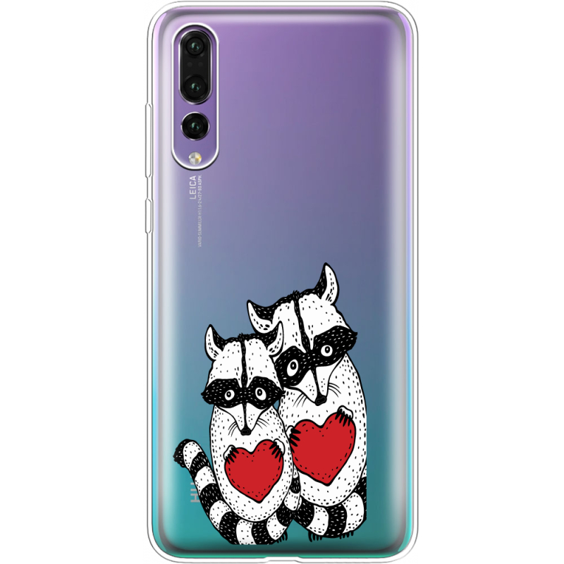 Прозрачный чехол Uprint Huawei P20 Pro Raccoons in love
