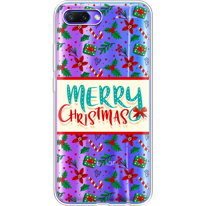 Прозрачный чехол Uprint Honor 10 Vintage Christmas Pattern