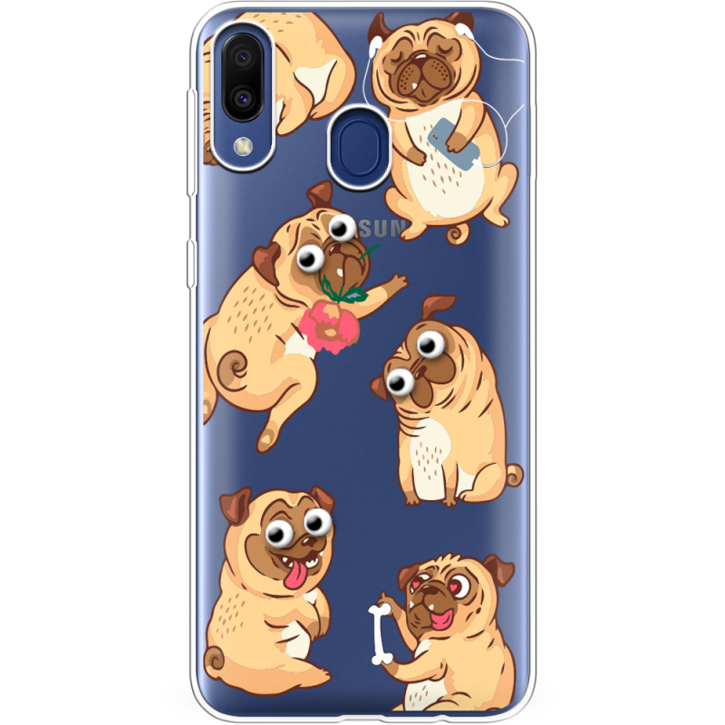 Прозрачный чехол Uprint Samsung M205 Galaxy M20 с 3D-глазками Pug