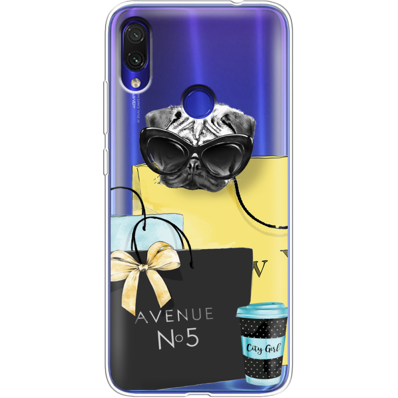 Прозрачный чехол Uprint Xiaomi Redmi Note 7 Fashion Pug