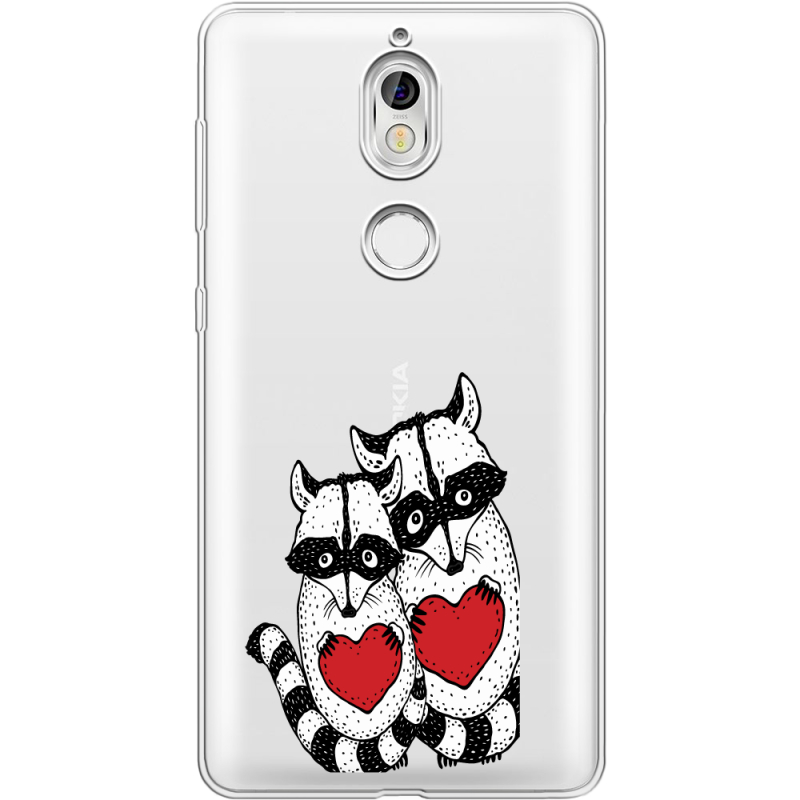 Прозрачный чехол Uprint Nokia 7 Raccoons in love